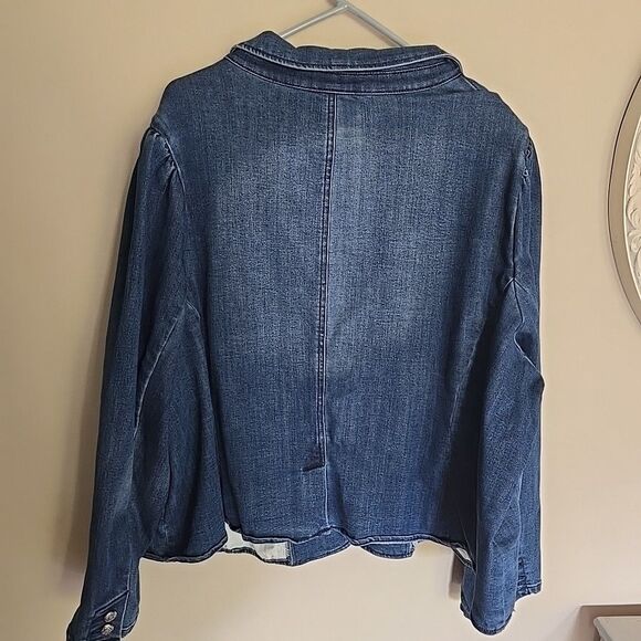 I.N.C. International Concepts Puff-Sleeve Denim Blazer 4X Jeans Jacket Womens - Picture 6 of 8